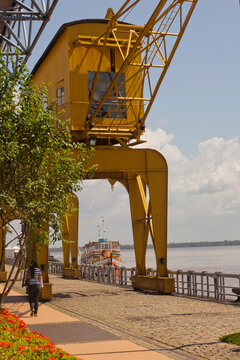 a crane at the docks of the port of belem do par&aacute;