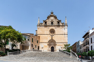 View of church in the spanish old town Felanitx on Mallorca island