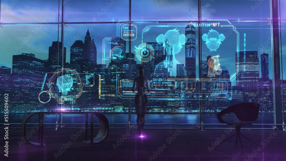 Poster android and nft on a virtual dashboard