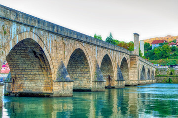 Old Bridge of Mehmed Pasha Sokolovic over Drina river in Visegrad, Bosnia and Herzegovina. 