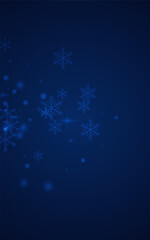 Fototapeta na wymiar Silver Snow Vector Blue Background. Sky Snowfall