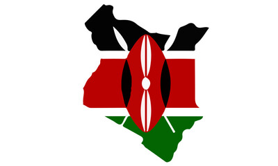 kenyan flag engraved in the kenyan map