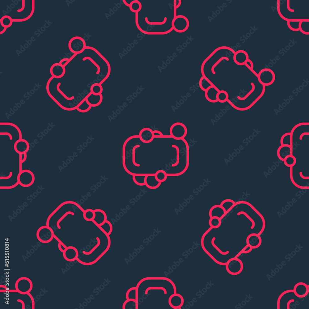 Aufkleber red line bar of soap icon isolated seamless pattern on black background. soap bar with bubbles. vect