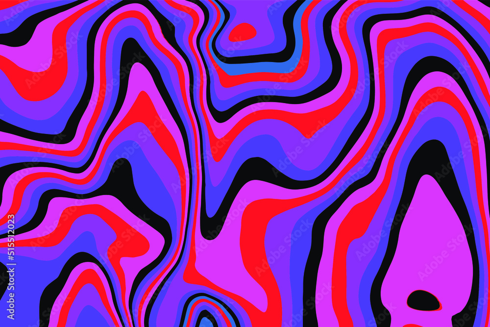 Poster trippy glitch background in style of psychedelic 60s and 70s parties with bright acidic rainbow colo