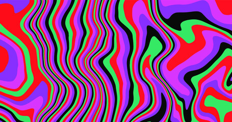 Retro trippy the 1960s-style background with ebru marbling pattern.