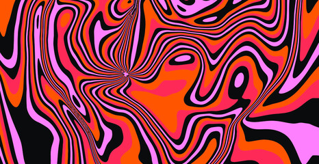 Hippie 1960s-style wallpaper design in a psychedelic trippy mood and bright acidic colors.