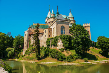 Fototapeta na wymiar Beautiful Bojnice castle in Slovakia, Central Europe, UNESCO. Medieval architectural monument.