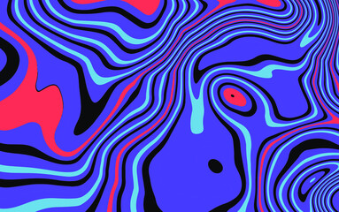 Hippie 1960s-style wallpaper design in a psychedelic trippy mood and bright acidic colors.