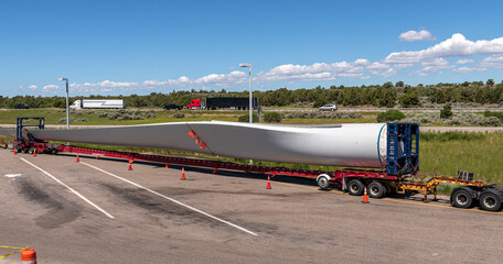 Single long blade of a wind turbine Idaho state.