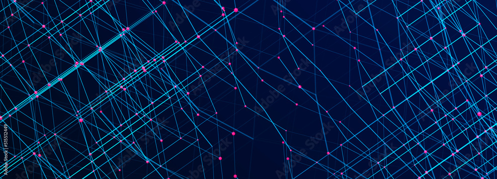Poster Digital technology background. Network connection dots and lines. Futuristic background for presentation design. 3d