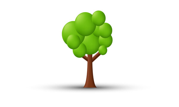 unique 3d tree green ecology concept icon isolated on background.Trendy and modern vector in 3d style.