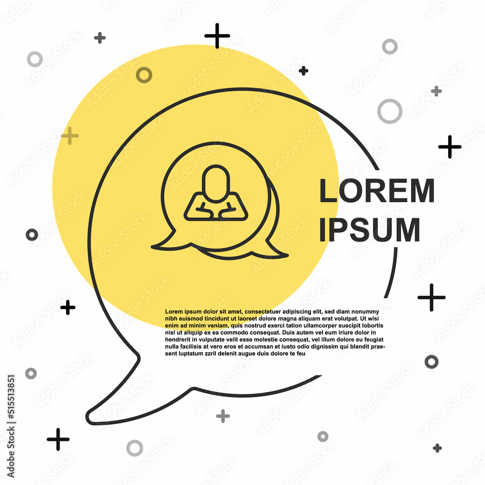 Poster black line speech bubble chat icon isolated on white background. message icon. communication or comm