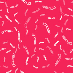 White line Welding torch icon isolated seamless pattern on red background. Vector