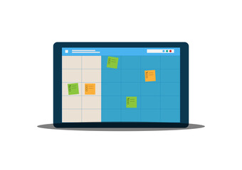 flat design vector planing on calendar, time management concept, checklist on schedule