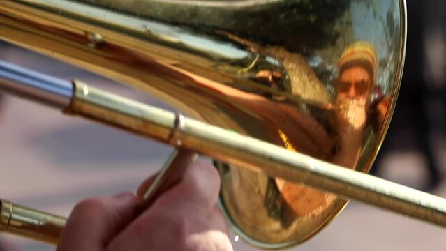 Video of musician playing trombone on the street Buenos Aires, Argentina