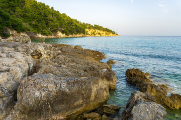 Fototapeta na wymiar Panoramic view of Chrysi Milia beach in Alonnisos island, Greece, Europe