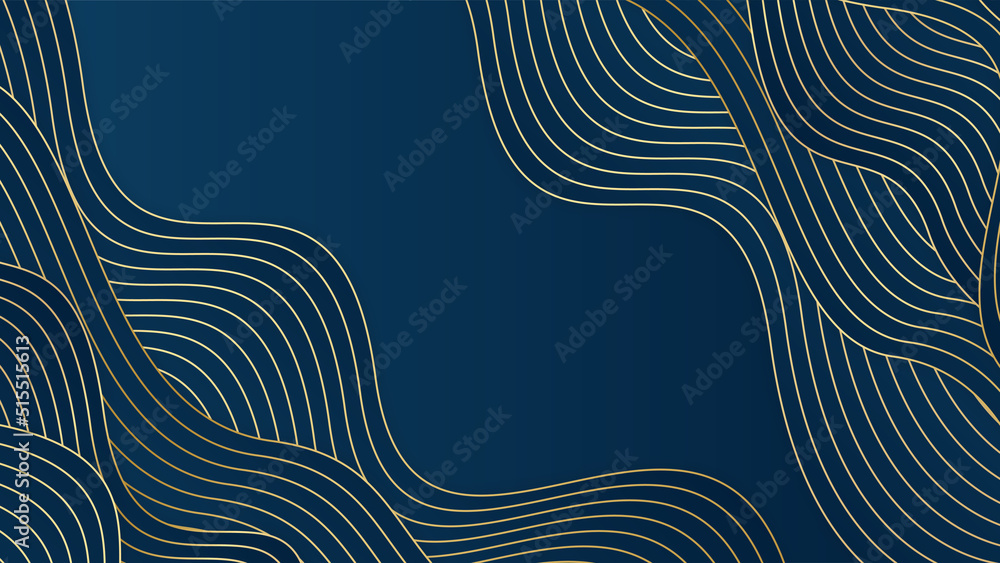 Wall mural modern navy and gold abstract background. abstract geometric shape white gold background with light 