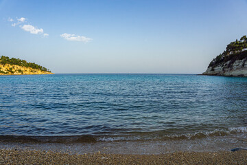 Panoramic view of Chrysi Milia beach in Alonnisos island, Greece, Europe