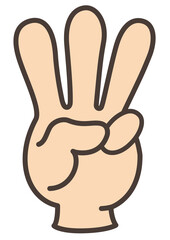 手のイラスト　指のイラスト　3本指