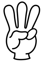 手のイラスト　指のイラスト　3本指