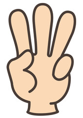 手のイラスト　指のイラスト　3本指