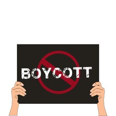 Boycott vector stock image sign in hand vector design illustration. Protest, conflict.