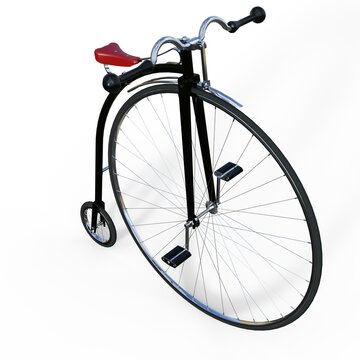 3D-Illustration of a penny farthing bike over white