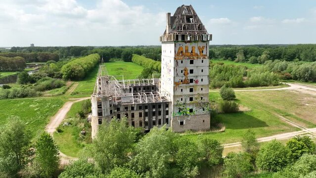 Creepy old abandoned building, in the city of Almere, The Netherlands.