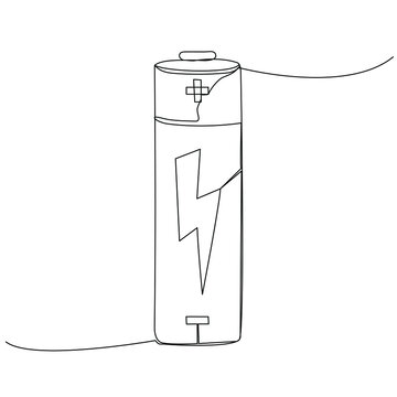 recommend clip art: Continuous one line drawing of battery. Modern style vector illustration on isolated background.