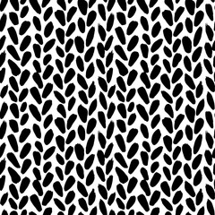 Herringbone organic seamless pattern. Monochrome botanical ornament with wheat motif. Vertical plant with leaves. Fashion ikat chevron wallpaper. Modern grunge texture with botanical motif. 