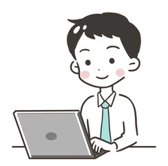 パソコン　男性　笑顔1