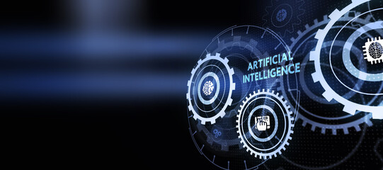 Fototapeta premium AI Learning and Artificial Intelligence Concept. Business, modern technology, internet and networking concept. 3d illustration