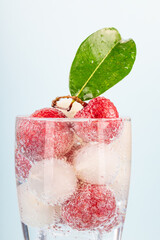 Fresh lychee juice fizzy cold drink