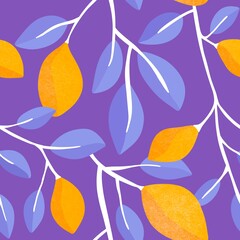 Summer citrus seamless lemon and leaves pattern for clothes print and wrapping paper and notebooks and kids