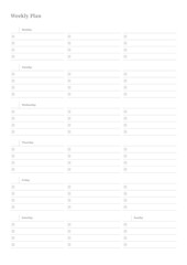 Note, scheduler, diary, calendar planner document template illustration. Weekly plan.