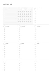 Note, scheduler, diary, calendar planner document template illustration. Weekly plan.