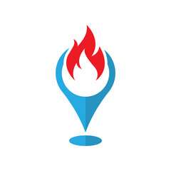 Fire location icon design isolated on white background