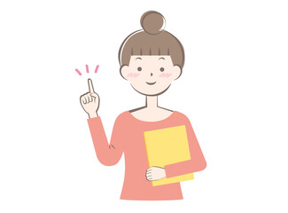 ファイルを持った若い女性