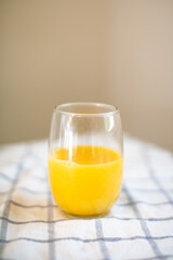 Fresh Orange Juice in a Glass on the table for breakfast