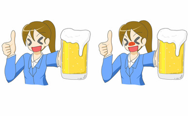 ビールで乾杯　女性