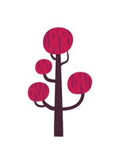 flat red leafy tree