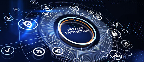 Cyber security data protection business technology privacy concept.  3d illustration