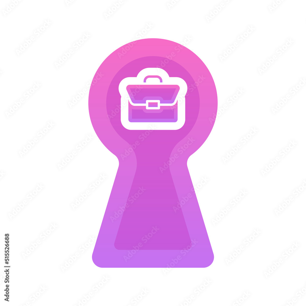 Poster suitcase keyhole logo gradient design template icon element