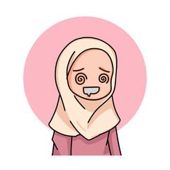 Illustration of a Muslim Kid Girl Wearing Hijab. Vector Illustration