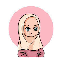 Illustration of a Muslim Kid Girl Wearing Hijab. Vector Illustration
