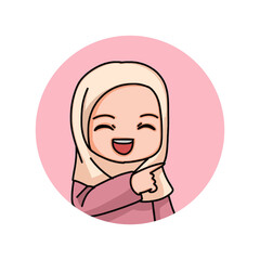 Illustration of a Muslim Kid Girl Wearing Hijab. Vector Illustration