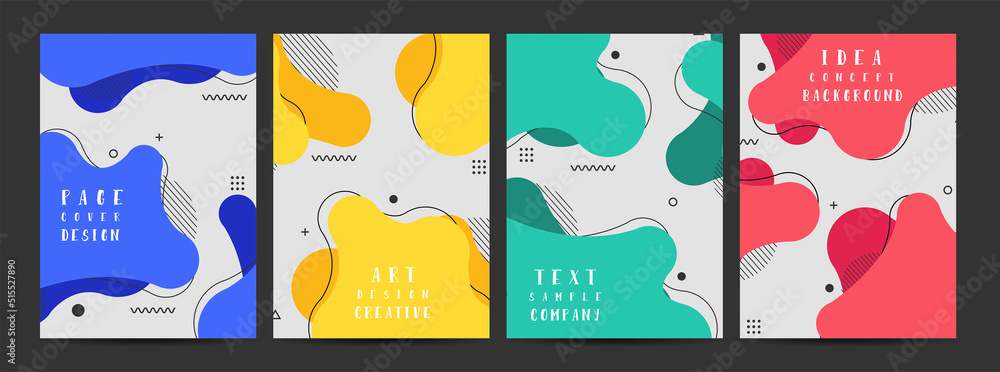 Aufkleber abstract vector geometric background. colored forms and line with flowing liquid shapes, in a4 size 