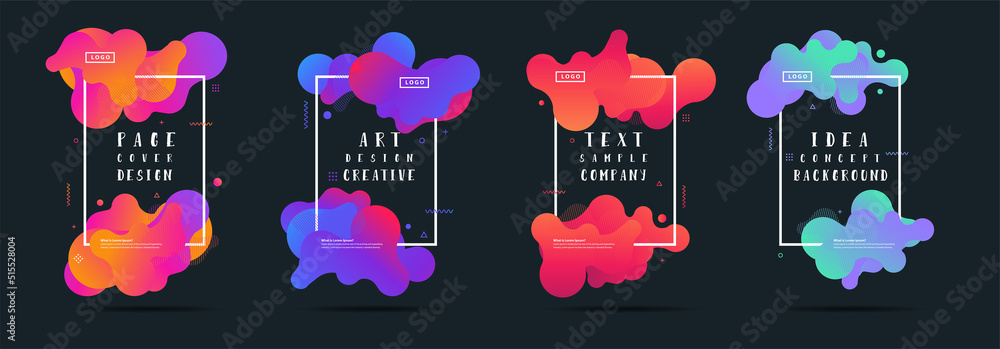 Poster vector frame border design liquid shape colorful template banner with gradient or dynamic color. bac