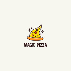 Magic pizza simple logo concept design