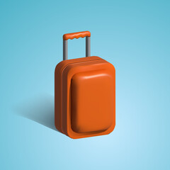 suitcase 3d icon. brown travelling suitcase 3d icon